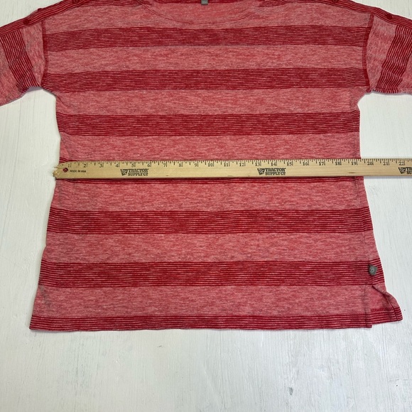 T by Talbots MP Red Striped Knit Top Button Shoulder & Sleeve Petite - Picture 5 of 9